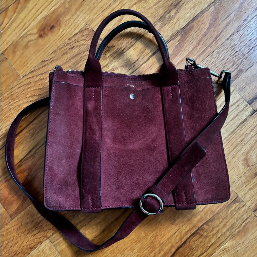 VGUC - THEORY BURGANDY MINI WEST BAG IN SMOOTH CALF - Picture 4 of 4